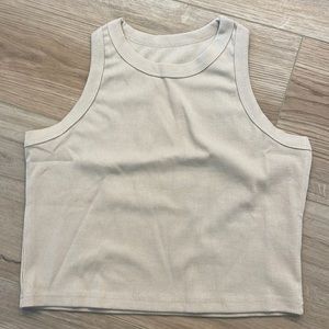 Cream ribbed racer back tank